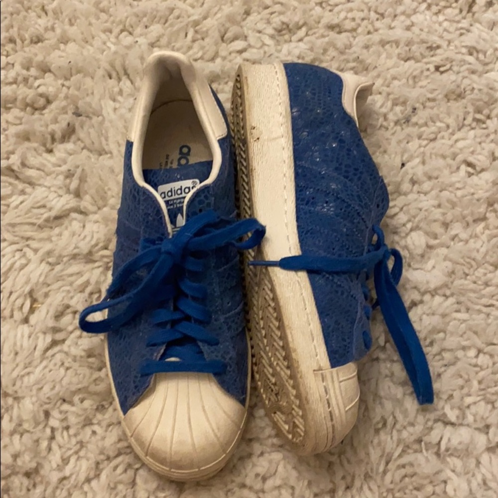 sparkly blue adidas shoes